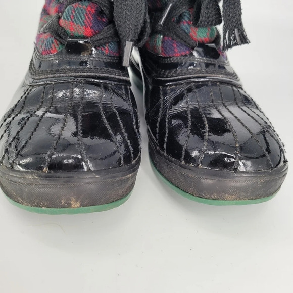 Sorel Tivoli black bumper red greed plaid rubber waterproof booties 10 - Picture 4 of 12